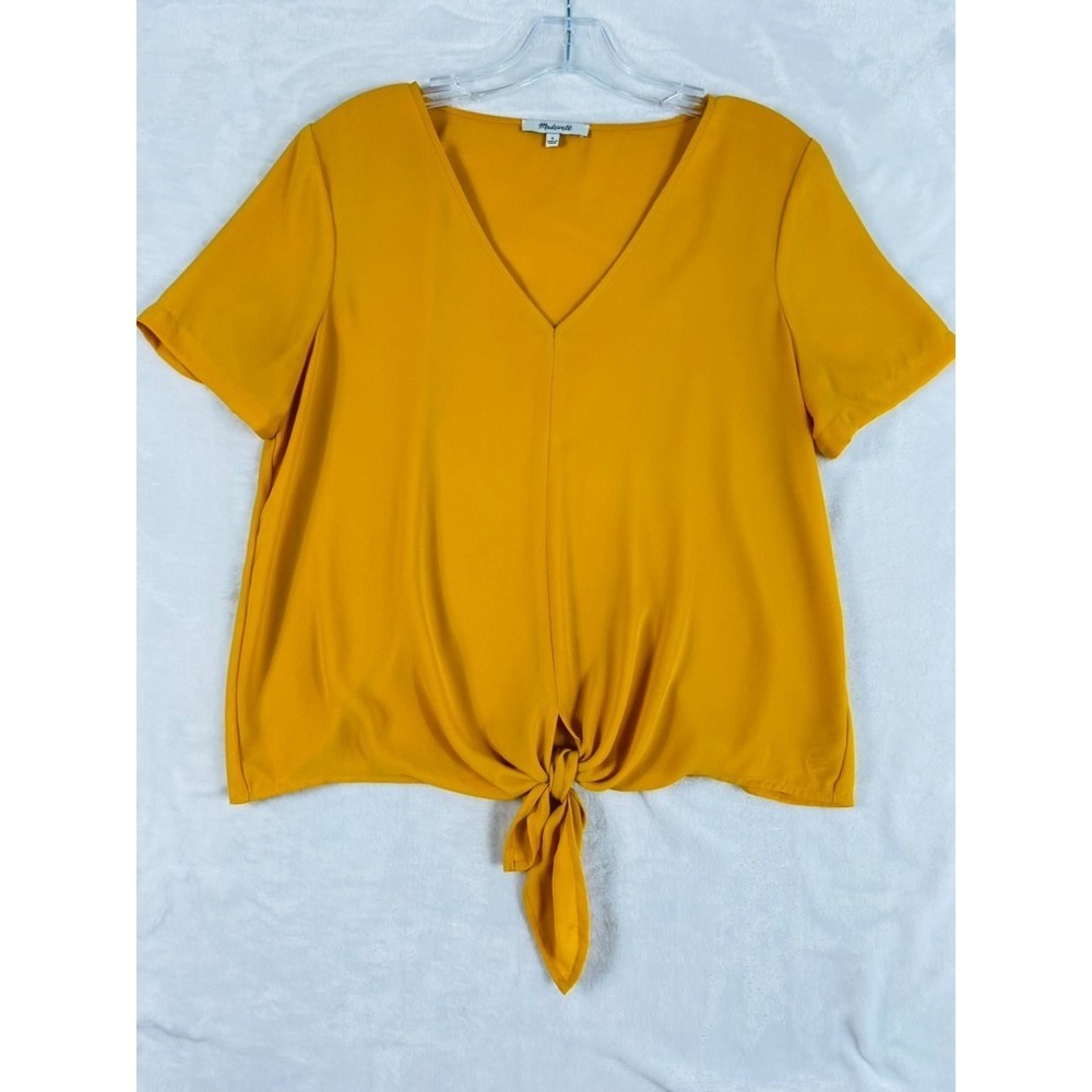 2/$30 Madewell Blouse Top Women Sz S Saffron Yellow Knot Front Casual‎ Capsule